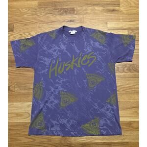 Vintage 90’s Washington Huskies AOP Rare Size M/L ? Single Stitch Purple